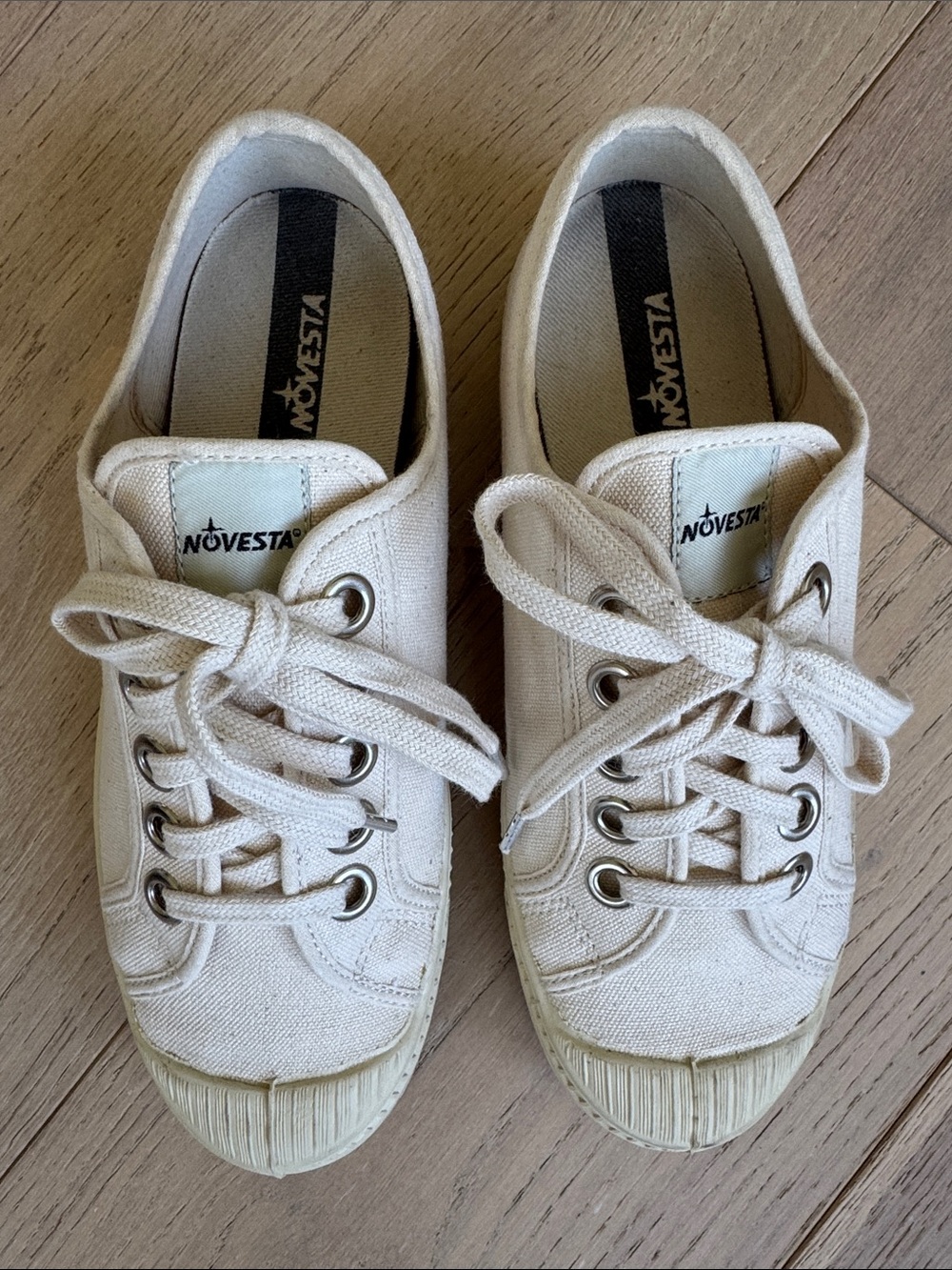 Novesta Natural Canvas Low-Top Sneakers in Off-White
